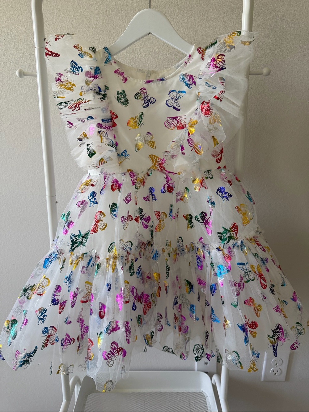 Lola + The Boys White Dress with Blue Foil Accents